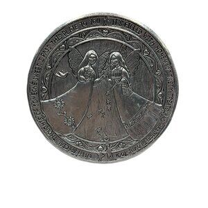 Vtg Carson Slatesmetal Pewter Pass It On Friendship Angels Plate